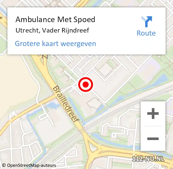 Locatie op kaart van de 112 melding: Ambulance Met Spoed Naar Utrecht, Vader Rijndreef op 30 augustus 2017 09:23