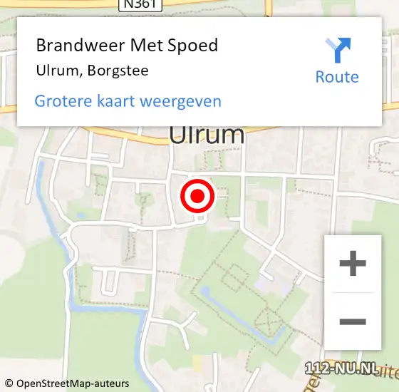 Locatie op kaart van de 112 melding: Brandweer Met Spoed Naar Ulrum, Borgstee op 30 augustus 2017 09:37