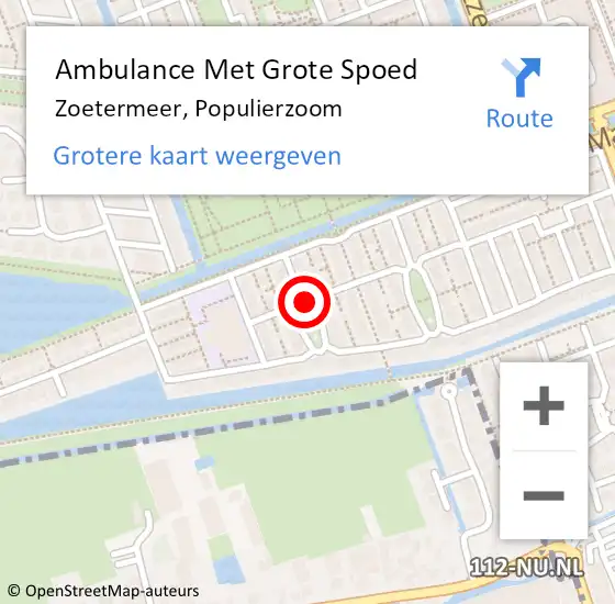 Locatie op kaart van de 112 melding: Ambulance Met Grote Spoed Naar Zoetermeer, Populierzoom op 30 augustus 2017 10:25