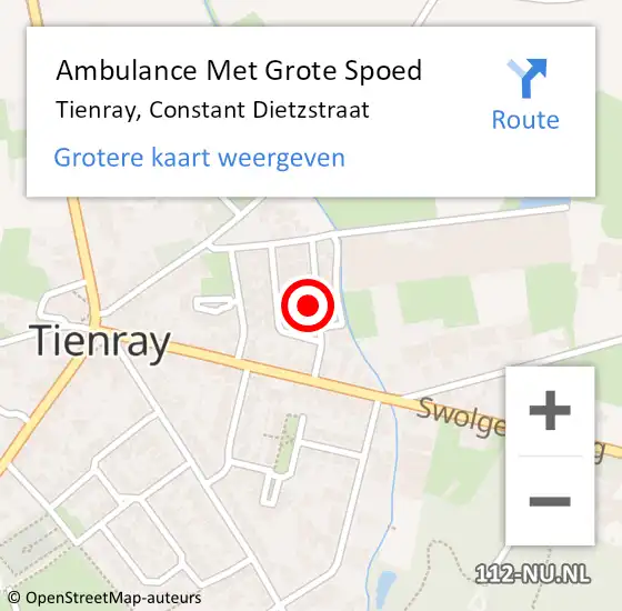 Locatie op kaart van de 112 melding: Ambulance Met Grote Spoed Naar Tienray, Constant Dietzstraat op 30 augustus 2017 10:27