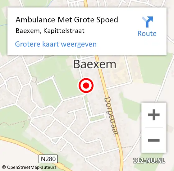 Locatie op kaart van de 112 melding: Ambulance Met Grote Spoed Naar Baexem, Kapittelstraat op 31 januari 2014 02:51