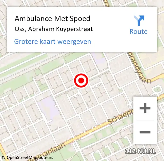 Locatie op kaart van de 112 melding: Ambulance Met Spoed Naar Oss, Abraham Kuyperstraat op 30 augustus 2017 11:19