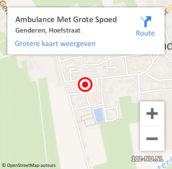 Locatie op kaart van de 112 melding: Ambulance Met Grote Spoed Naar Genderen, Hoefstraat op 30 augustus 2017 11:30