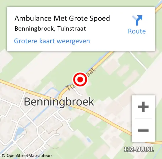 Locatie op kaart van de 112 melding: Ambulance Met Grote Spoed Naar Benningbroek, Tuinstraat op 30 augustus 2017 11:47