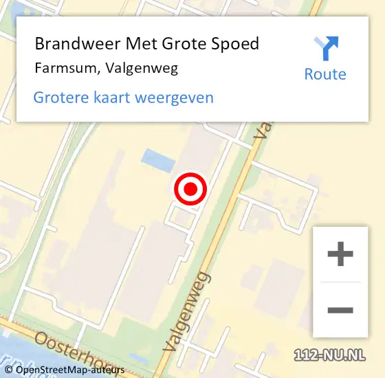 Locatie op kaart van de 112 melding: Brandweer Met Grote Spoed Naar Farmsum, Valgenweg op 30 augustus 2017 12:01
