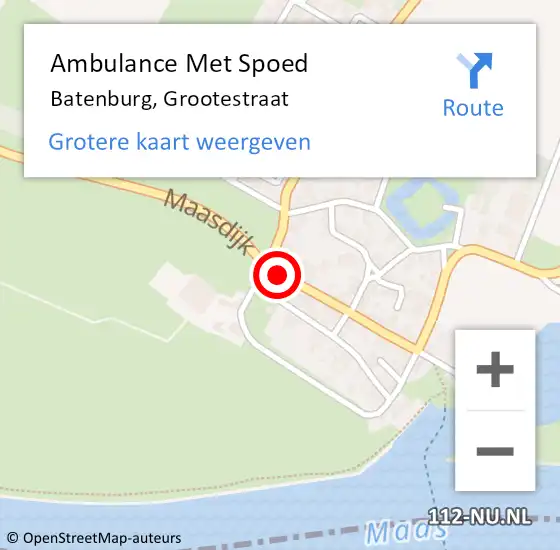 Locatie op kaart van de 112 melding: Ambulance Met Spoed Naar Batenburg, Grootestraat op 30 augustus 2017 12:02