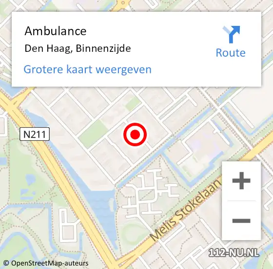 Locatie op kaart van de 112 melding: Ambulance Den Haag, Binnenzijde op 30 augustus 2017 12:03