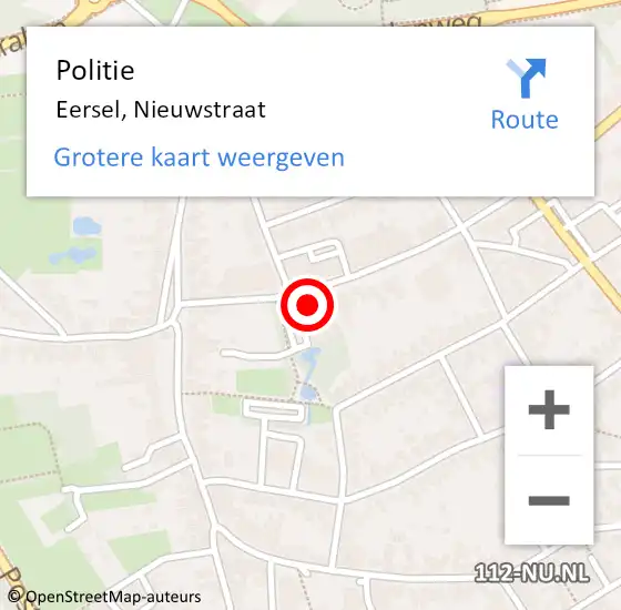 Locatie op kaart van de 112 melding: Politie Eersel, Nieuwstraat op 30 augustus 2017 12:19