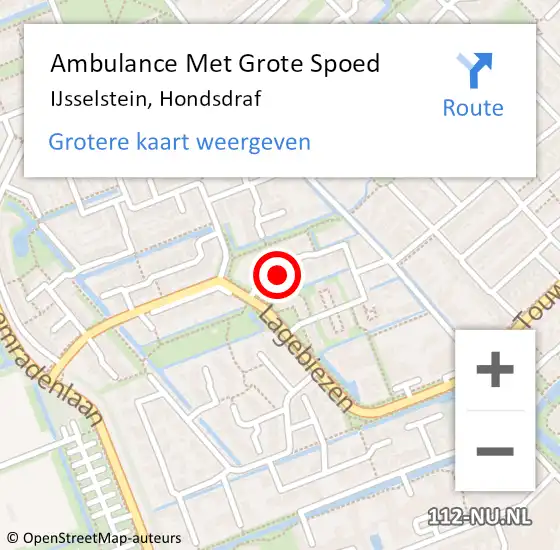 Locatie op kaart van de 112 melding: Ambulance Met Grote Spoed Naar IJsselstein, Hondsdraf op 30 augustus 2017 12:38