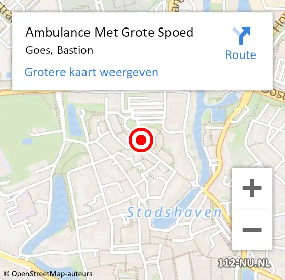 Locatie op kaart van de 112 melding: Ambulance Met Grote Spoed Naar Goes, Bastion op 30 augustus 2017 12:45