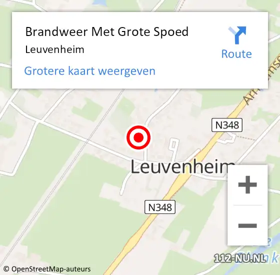 Locatie op kaart van de 112 melding: Brandweer Met Grote Spoed Naar Leuvenheim op 30 augustus 2017 12:46