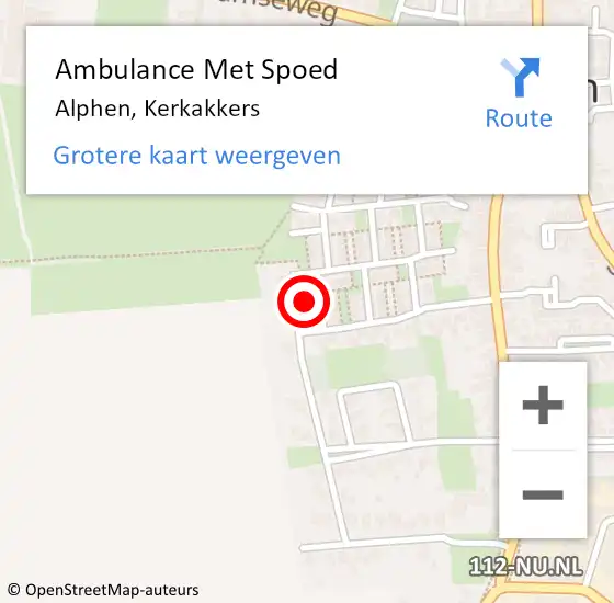 Locatie op kaart van de 112 melding: Ambulance Met Spoed Naar Alphen, Kerkakkers op 30 augustus 2017 13:38