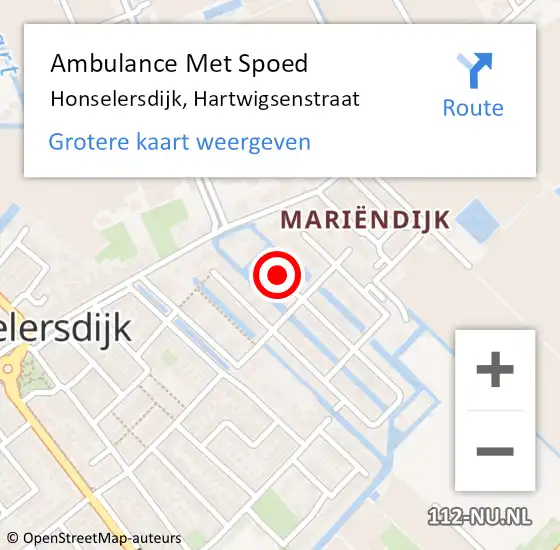 Locatie op kaart van de 112 melding: Ambulance Met Spoed Naar Honselersdijk, Hartwigsenstraat op 30 augustus 2017 14:02