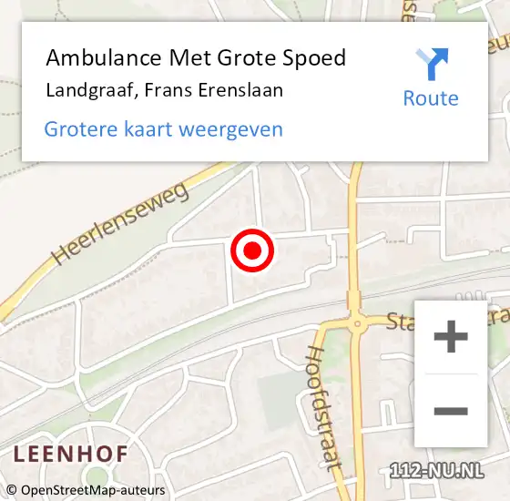 Locatie op kaart van de 112 melding: Ambulance Met Grote Spoed Naar Landgraaf, Frans Erenslaan op 31 januari 2014 03:40