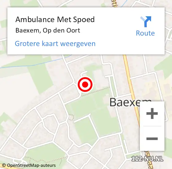 Locatie op kaart van de 112 melding: Ambulance Met Spoed Naar Baexem, Op den Oort op 30 augustus 2017 14:21