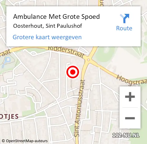 Locatie op kaart van de 112 melding: Ambulance Met Grote Spoed Naar Oosterhout, Sint Paulushof op 31 januari 2014 04:18