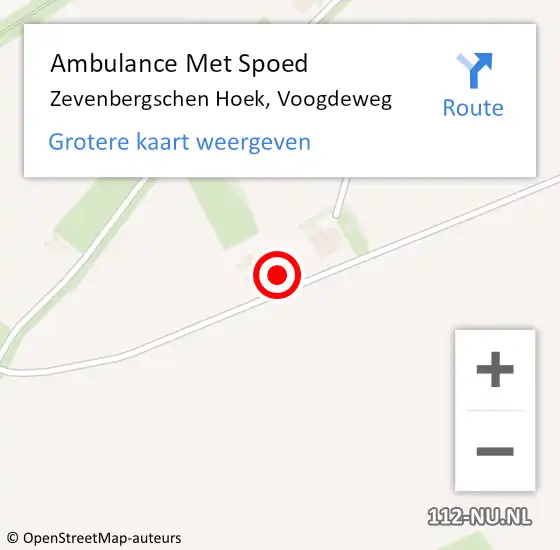 Locatie op kaart van de 112 melding: Ambulance Met Spoed Naar Zevenbergschen Hoek, Voogdeweg op 30 augustus 2017 15:39
