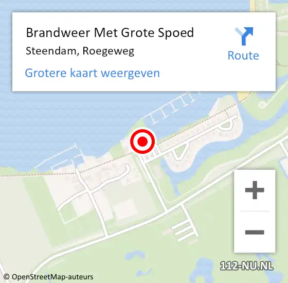 Locatie op kaart van de 112 melding: Brandweer Met Grote Spoed Naar Steendam, Roegeweg op 30 augustus 2017 15:46