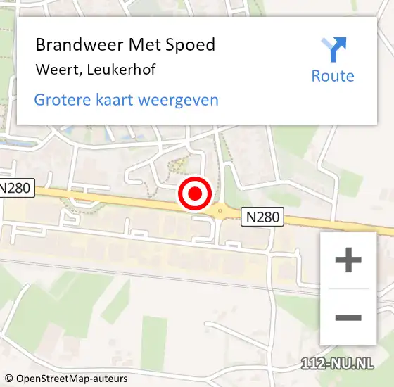 Locatie op kaart van de 112 melding: Brandweer Met Spoed Naar Weert, Leukerhof op 30 augustus 2017 15:48