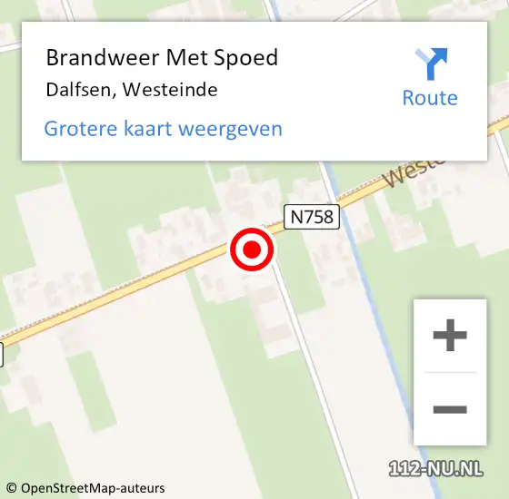 Locatie op kaart van de 112 melding: Brandweer Met Spoed Naar Dalfsen, Westeinde op 30 augustus 2017 16:06