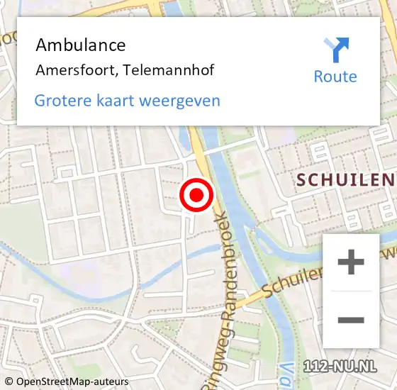 Locatie op kaart van de 112 melding: Ambulance Amersfoort, Telemannhof op 30 augustus 2017 18:07