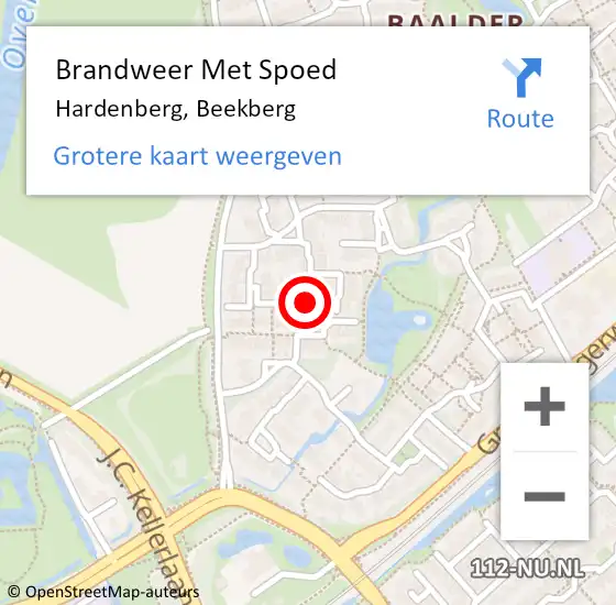 Locatie op kaart van de 112 melding: Brandweer Met Spoed Naar Hardenberg, Beekberg op 30 augustus 2017 18:27