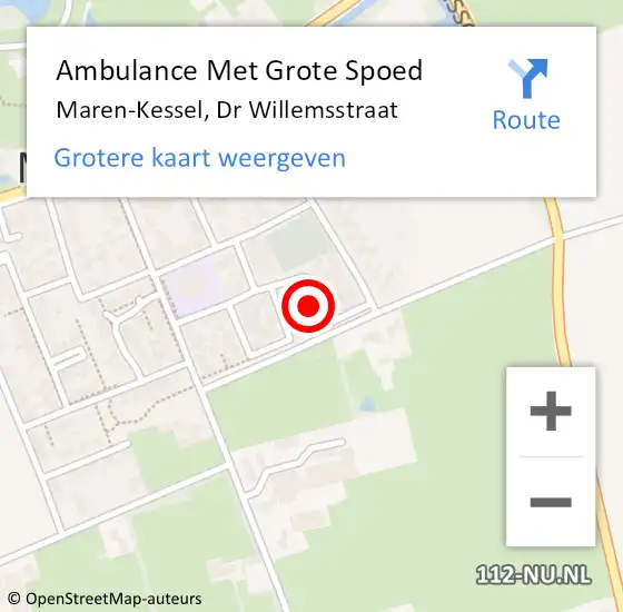 Locatie op kaart van de 112 melding: Ambulance Met Grote Spoed Naar Maren-Kessel, Dr Willemsstraat op 30 augustus 2017 18:54