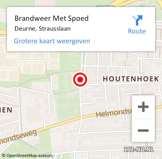 Locatie op kaart van de 112 melding: Brandweer Met Spoed Naar Deurne, Strausslaan op 30 augustus 2017 19:11