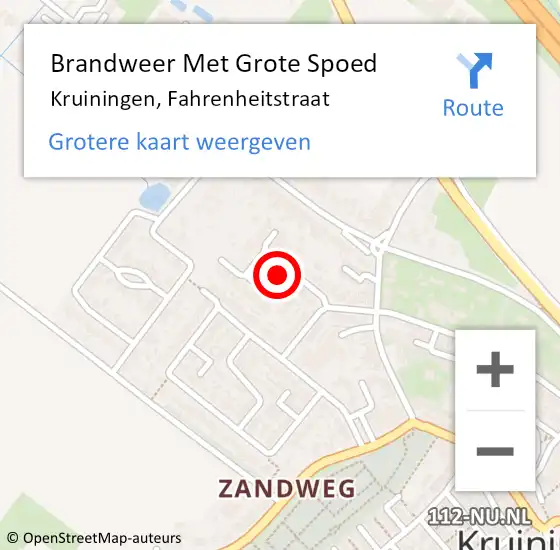 Locatie op kaart van de 112 melding: Brandweer Met Grote Spoed Naar Kruiningen, Fahrenheitstraat op 30 augustus 2017 19:19