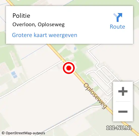 Locatie op kaart van de 112 melding: Politie Overloon, Oploseweg op 30 augustus 2017 19:41