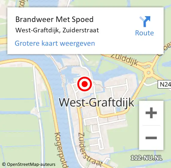 Locatie op kaart van de 112 melding: Brandweer Met Spoed Naar West-Graftdijk, Zuiderstraat op 30 augustus 2017 19:43