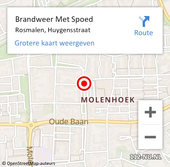 Locatie op kaart van de 112 melding: Brandweer Met Spoed Naar Rosmalen, Huygensstraat op 30 augustus 2017 19:48