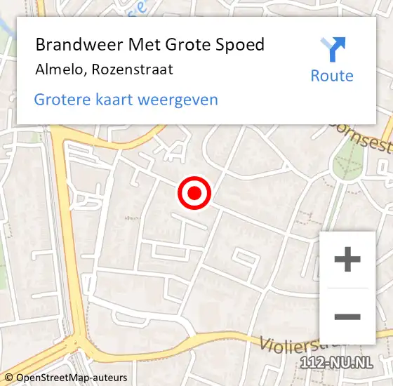 Locatie op kaart van de 112 melding: Brandweer Met Grote Spoed Naar Almelo, Rozenstraat op 30 augustus 2017 20:00