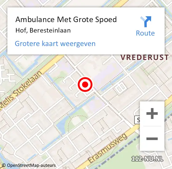 Locatie op kaart van de 112 melding: Ambulance Met Grote Spoed Naar Hof, Beresteinlaan op 31 januari 2014 06:08