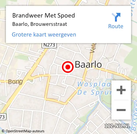 Locatie op kaart van de 112 melding: Brandweer Met Spoed Naar Baarlo, Brouwersstraat op 30 augustus 2017 20:26