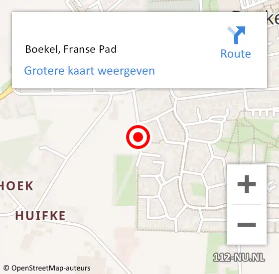 Locatie op kaart van de 112 melding:  Boekel, Franse Pad op 30 augustus 2017 20:26