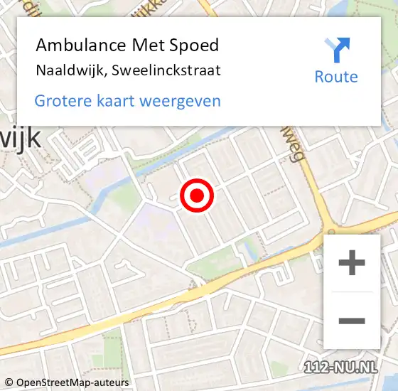 Locatie op kaart van de 112 melding: Ambulance Met Spoed Naar Naaldwijk, Sweelinckstraat op 30 augustus 2017 20:48