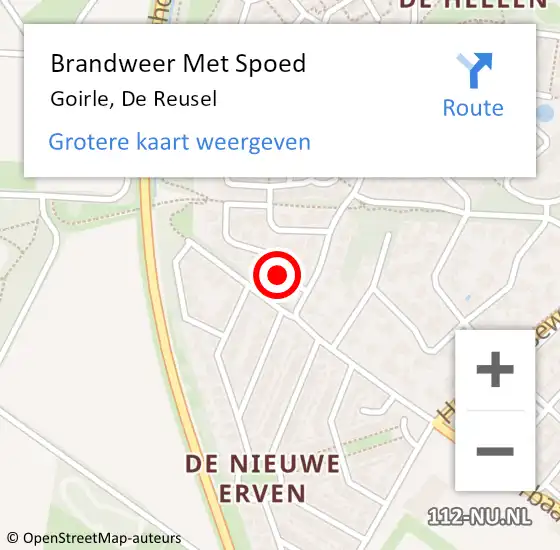 Locatie op kaart van de 112 melding: Brandweer Met Spoed Naar Goirle, De Reusel op 30 augustus 2017 20:54