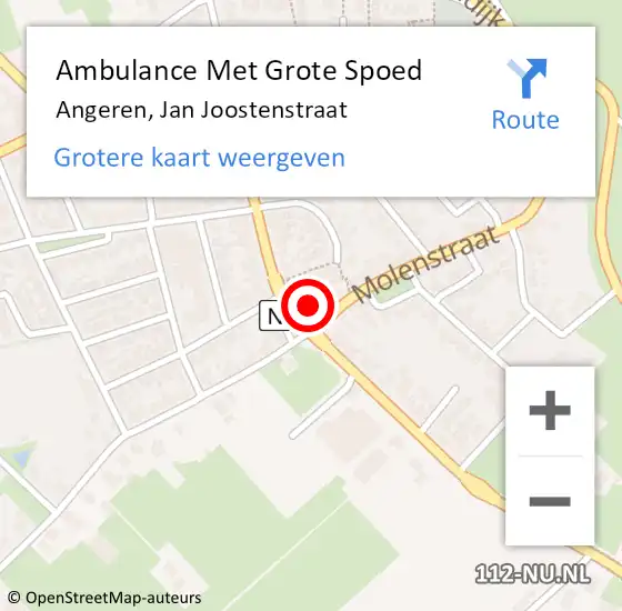 Locatie op kaart van de 112 melding: Ambulance Met Grote Spoed Naar Angeren, Jan Joostenstraat op 30 augustus 2017 21:05