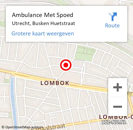 Locatie op kaart van de 112 melding: Ambulance Met Spoed Naar Utrecht, Busken Huetstraat op 30 augustus 2017 21:18