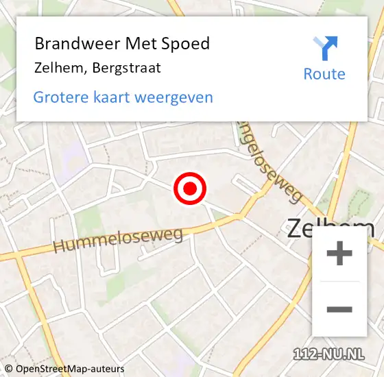 Locatie op kaart van de 112 melding: Brandweer Met Spoed Naar Zelhem, Bergstraat op 30 augustus 2017 21:19