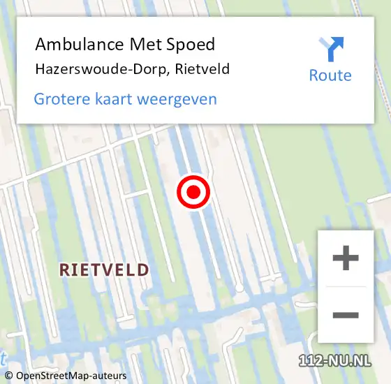 Locatie op kaart van de 112 melding: Ambulance Met Spoed Naar Hazerswoude-Dorp, Rietveld op 30 augustus 2017 21:59