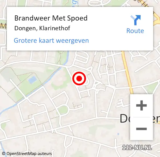 Locatie op kaart van de 112 melding: Brandweer Met Spoed Naar Dongen, Klarinethof op 30 augustus 2017 23:35