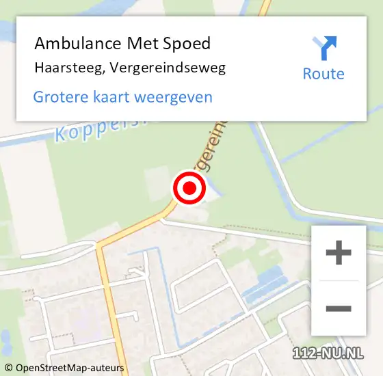 Locatie op kaart van de 112 melding: Ambulance Met Spoed Naar Haarsteeg, Vergereindseweg op 30 augustus 2017 23:47