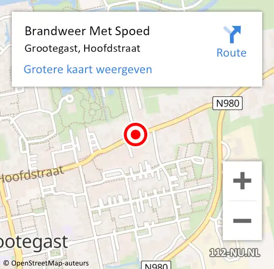 Locatie op kaart van de 112 melding: Brandweer Met Spoed Naar Grootegast, Hoofdstraat op 31 januari 2014 07:11