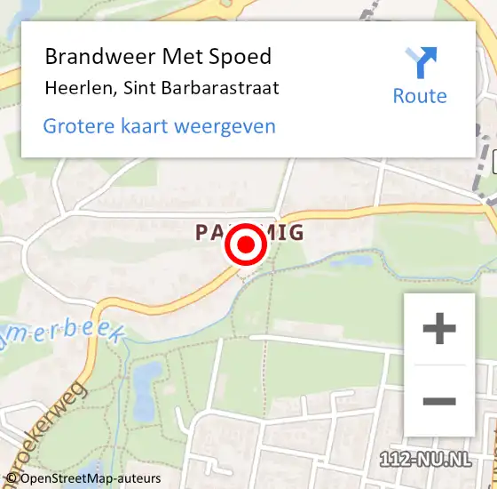 Locatie op kaart van de 112 melding: Brandweer Met Spoed Naar Heerlen, Sint Barbarastraat op 31 augustus 2017 01:52