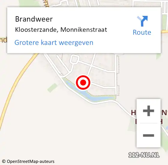 Locatie op kaart van de 112 melding: Brandweer Kloosterzande, Monnikenstraat op 31 augustus 2017 06:57