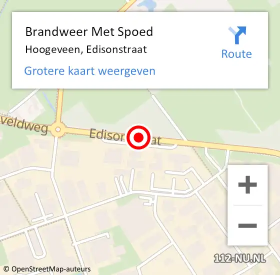 Locatie op kaart van de 112 melding: Brandweer Met Spoed Naar Hoogeveen, Edisonstraat op 31 augustus 2017 07:50