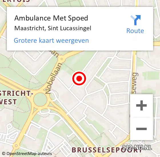 Locatie op kaart van de 112 melding: Ambulance Met Spoed Naar Maastricht, Sint Lucassingel op 31 januari 2014 07:36