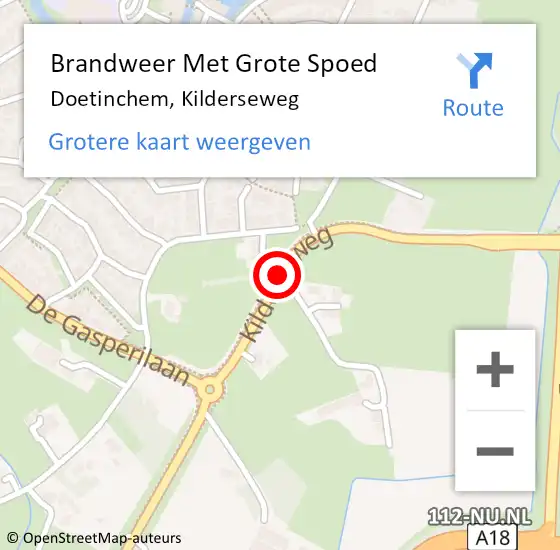 Locatie op kaart van de 112 melding: Brandweer Met Grote Spoed Naar Doetinchem, Kilderseweg op 31 augustus 2017 09:00